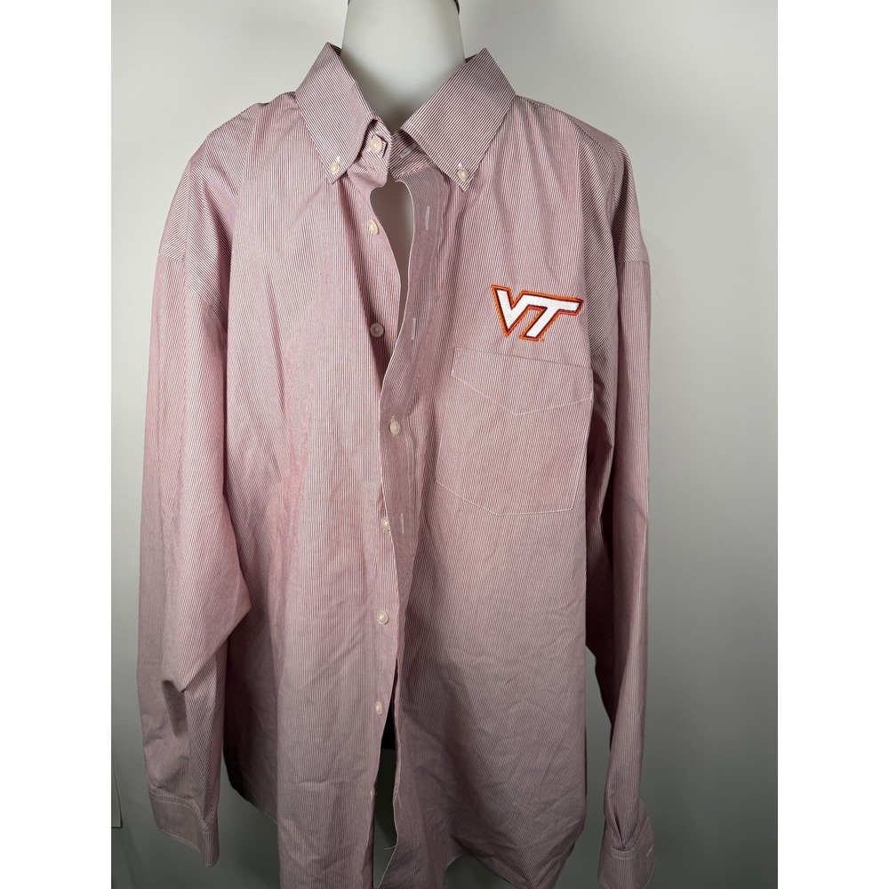 Men's Chestnut Hill Virginia Tech Hokies Striped Button Down Shirt Size 3XL